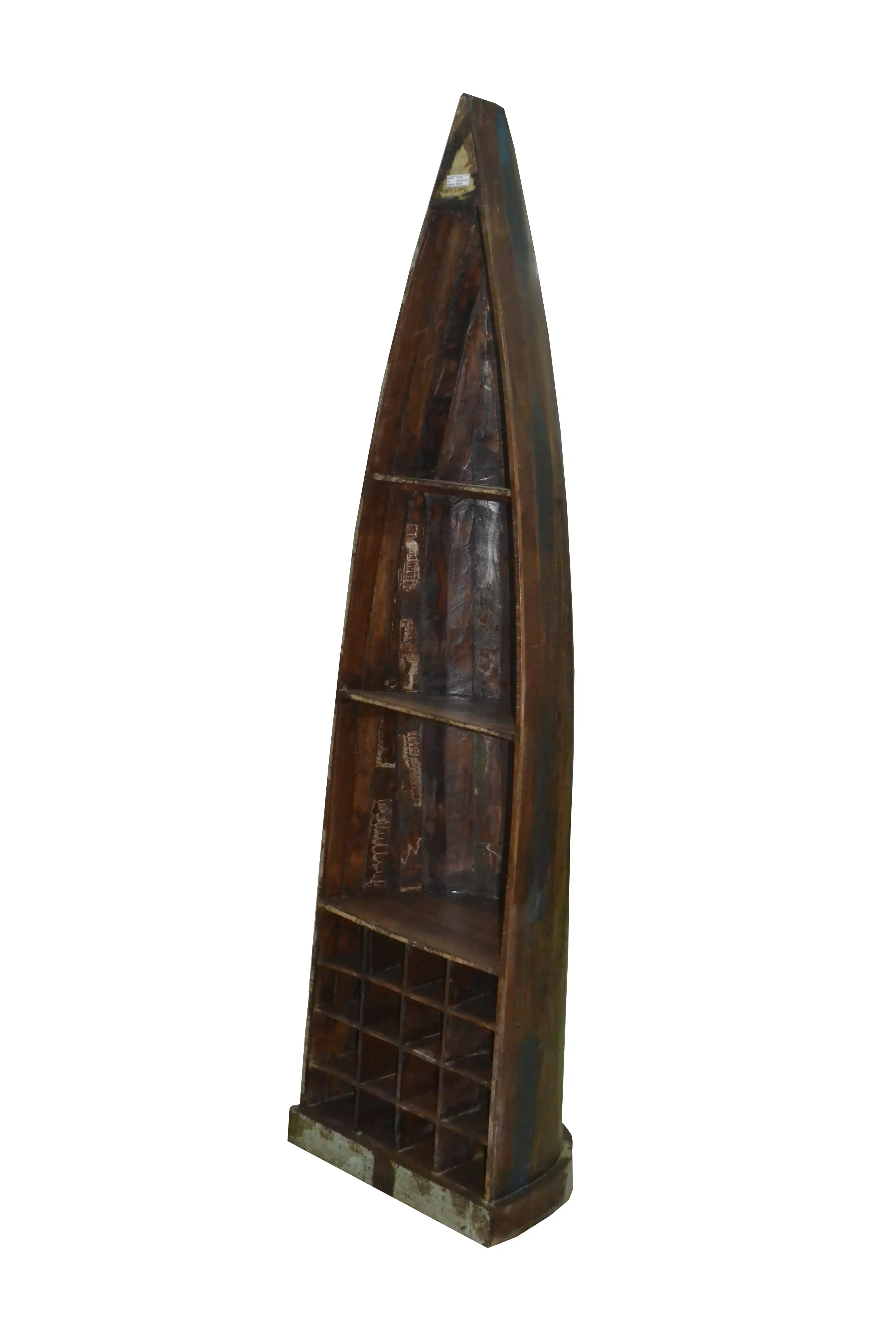 Reclaimed Wood Boat Bookcase with Winerack - popular handicrafts
